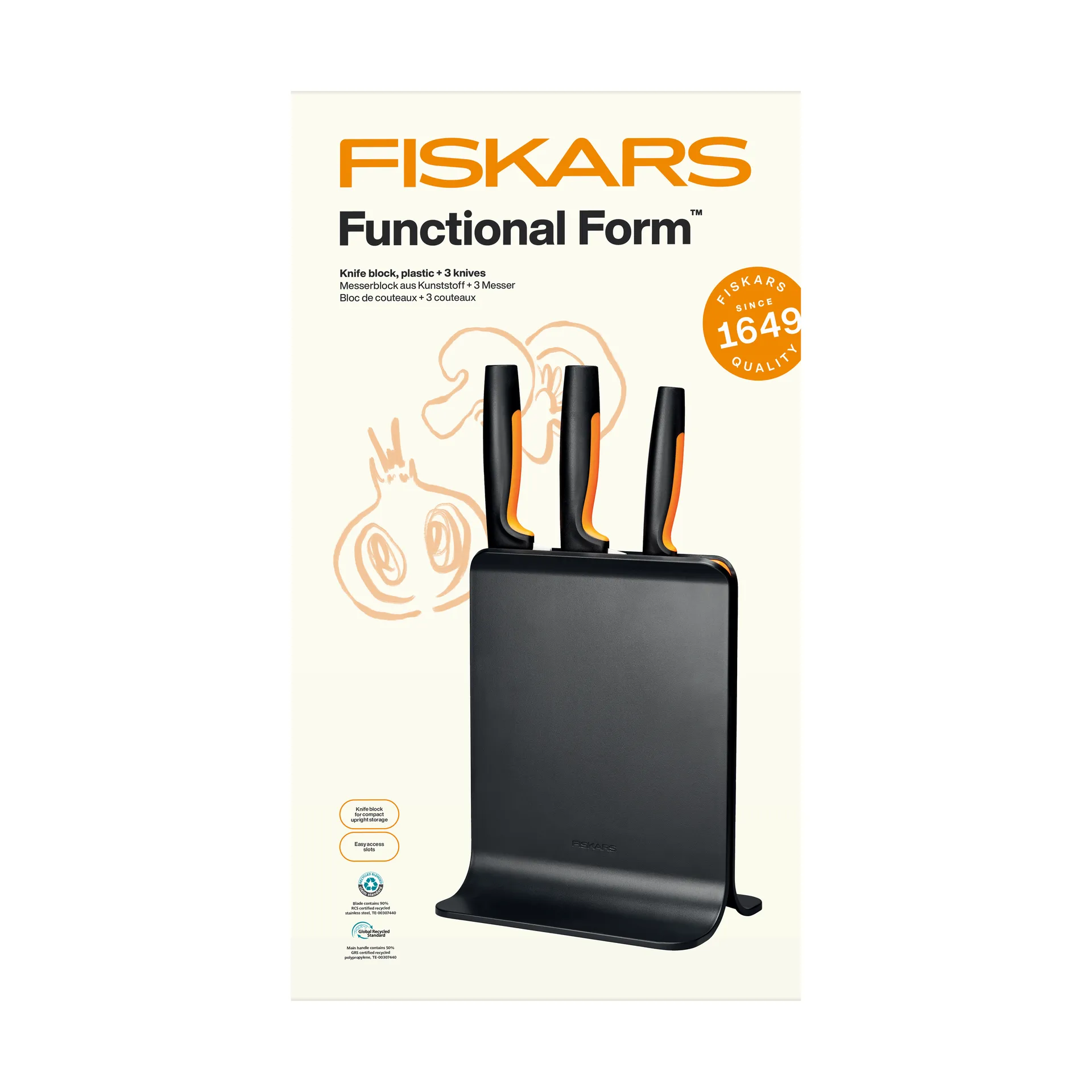 Functional Form Messer-Set mit Messerblock, Kunststoff, 4-teilig Fiskars