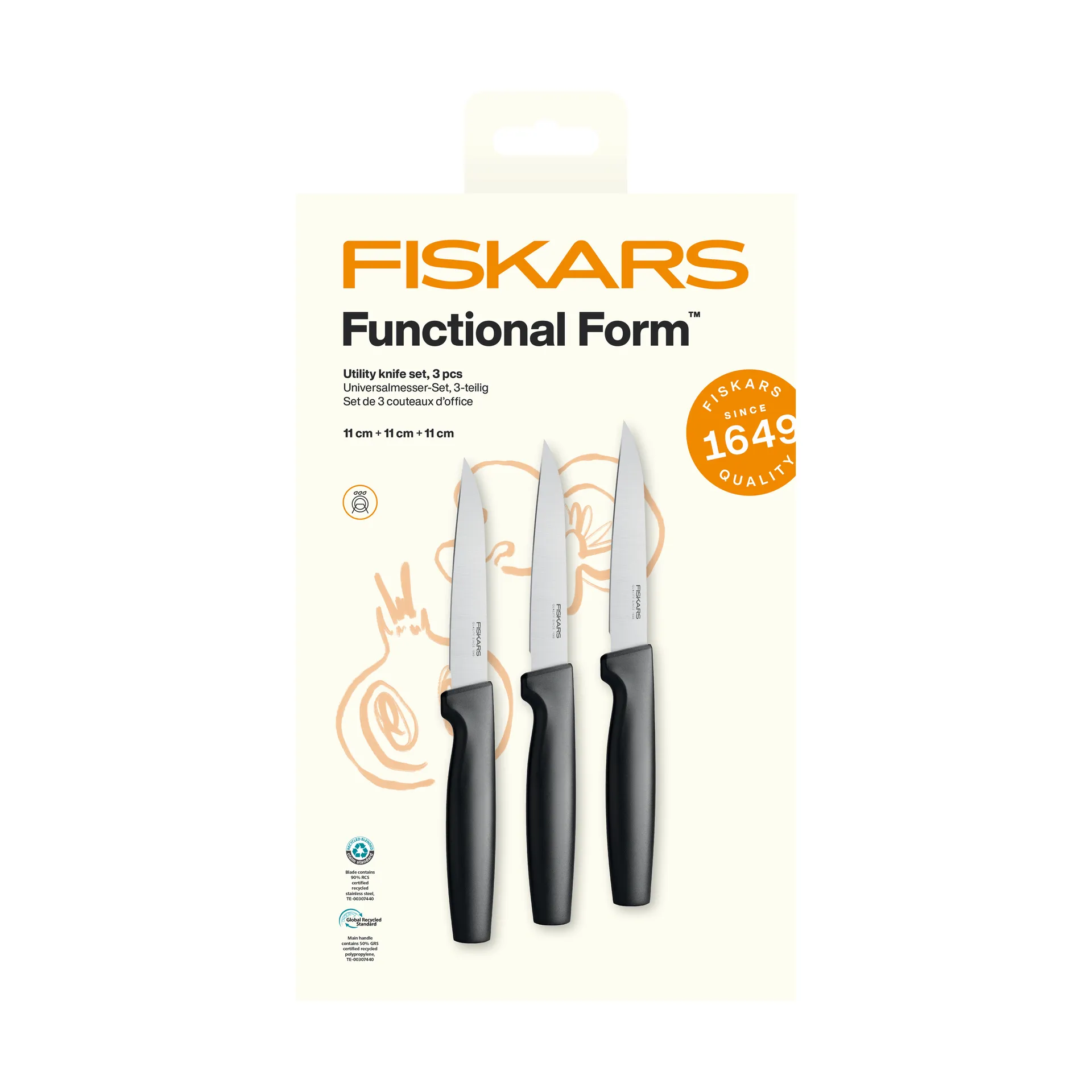 Functional Form Universalmesser-Set, Edelstahl, 3-teilig Fiskars