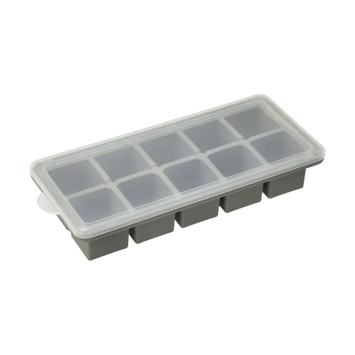 Funktion Eiswürfelbehälter mit Deckel - Grau, Silikon, 21,9x9,9 cm - Funktion