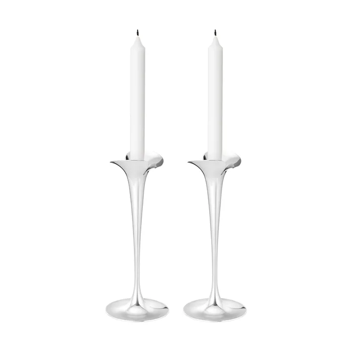 Bloom Kerzenhalter für Stabkerzen - Edelstahl, groß, 2er-Pack - Georg Jensen