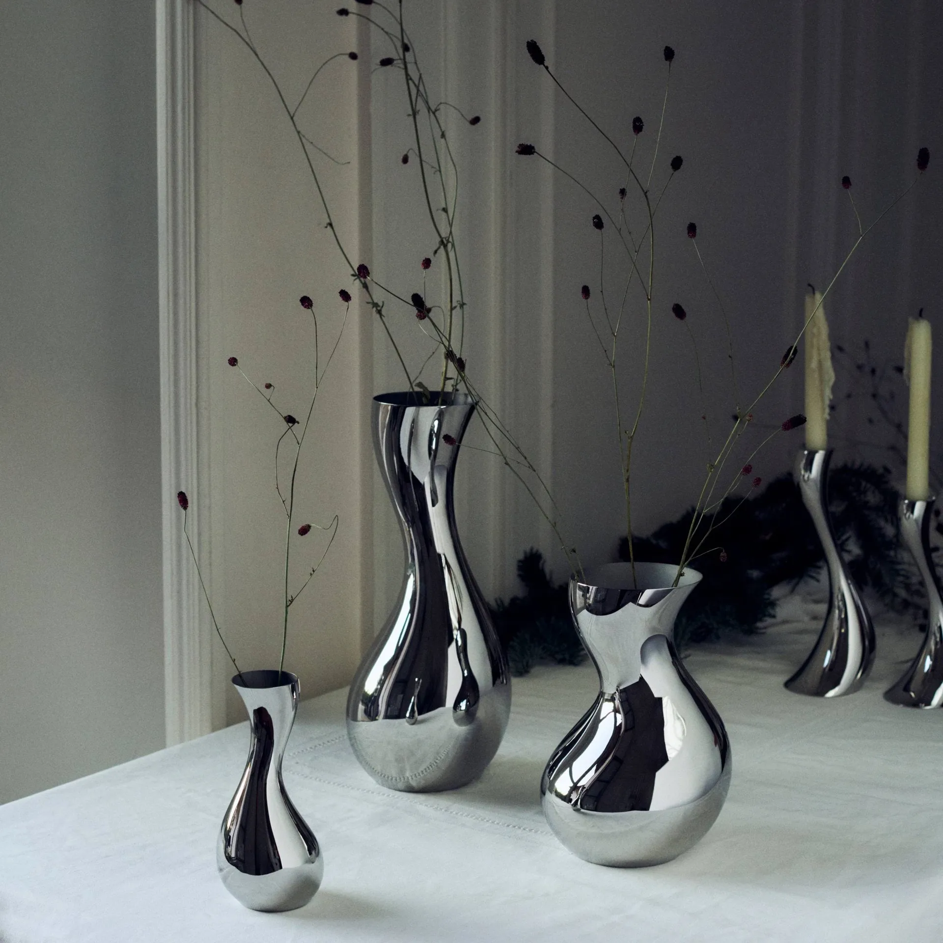Cobra Vase, Edelstahl, Small Georg Jensen