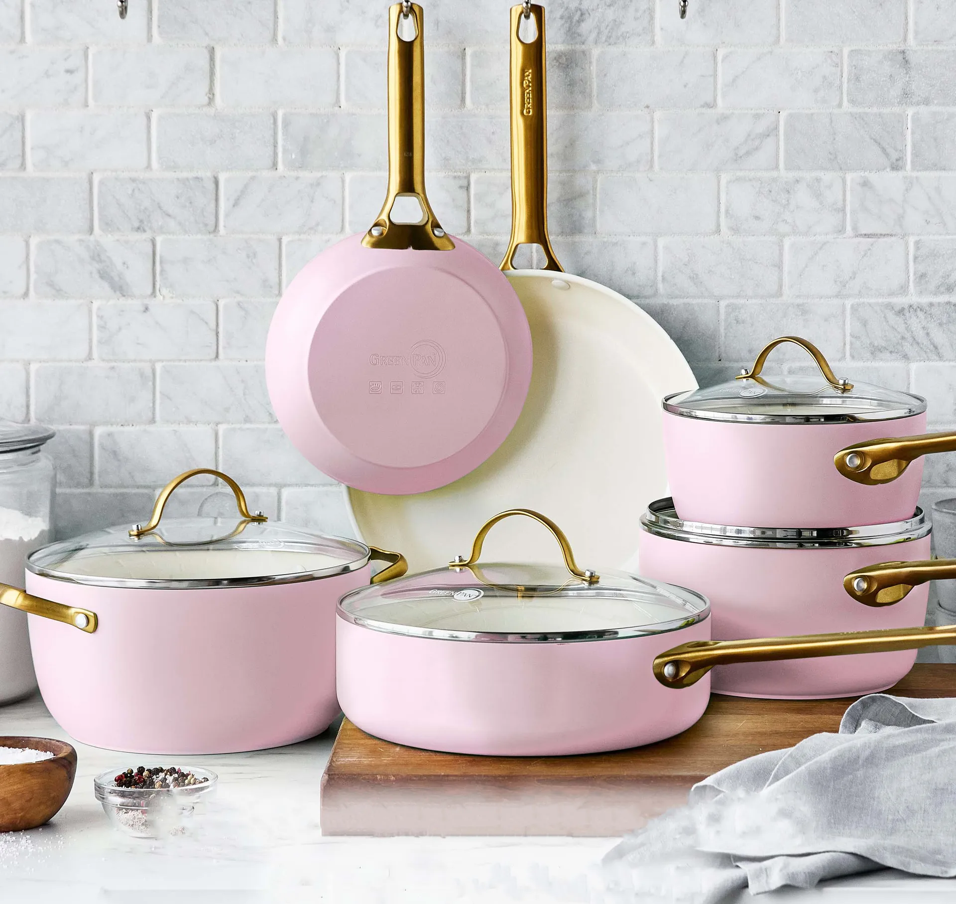 Padova Set aus Kasserolle und Bratpfanne 10 Teile, Blush pink GreenPan