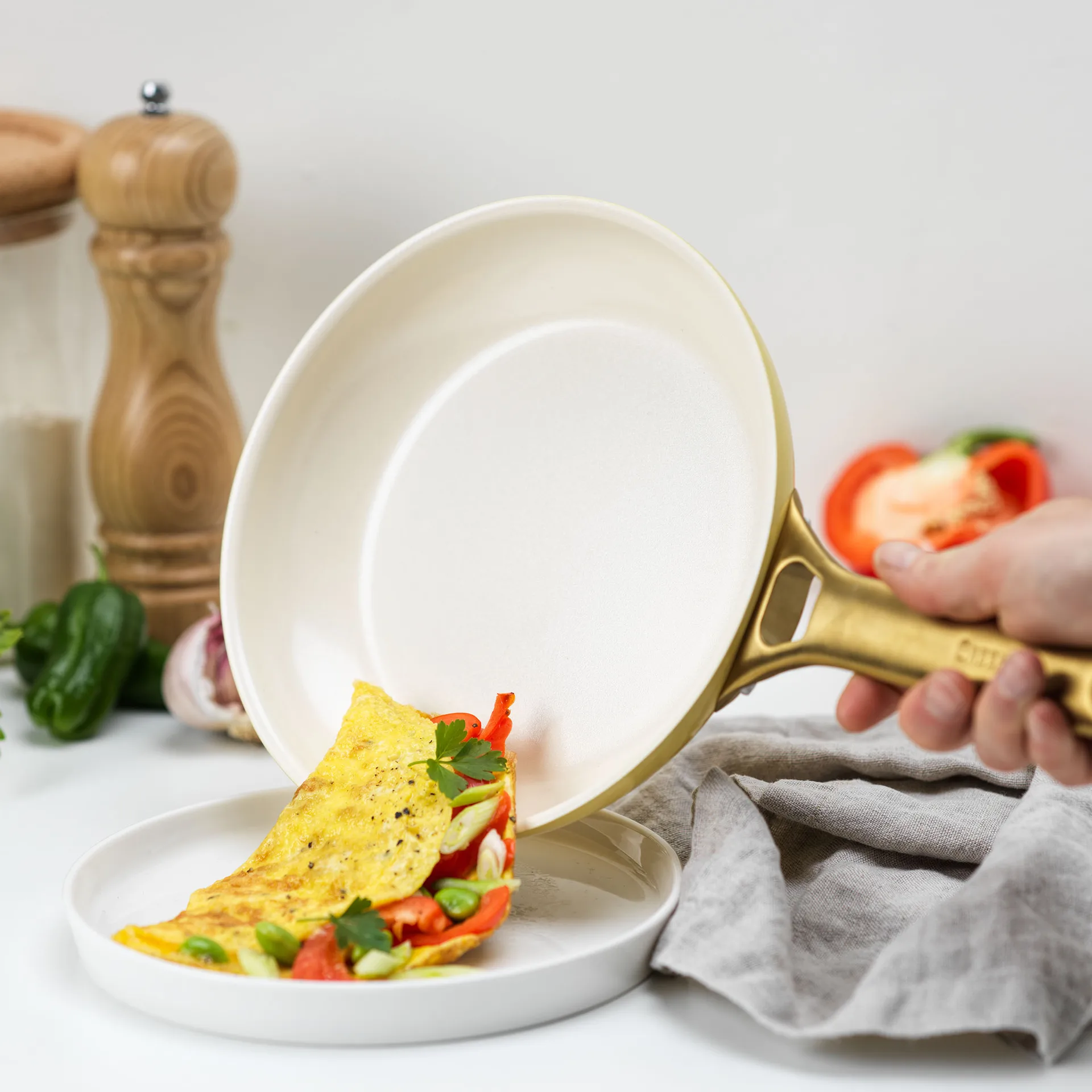 Padova Set aus Kasserolle und Bratpfanne 10 Teile, Sunshine yellow GreenPan