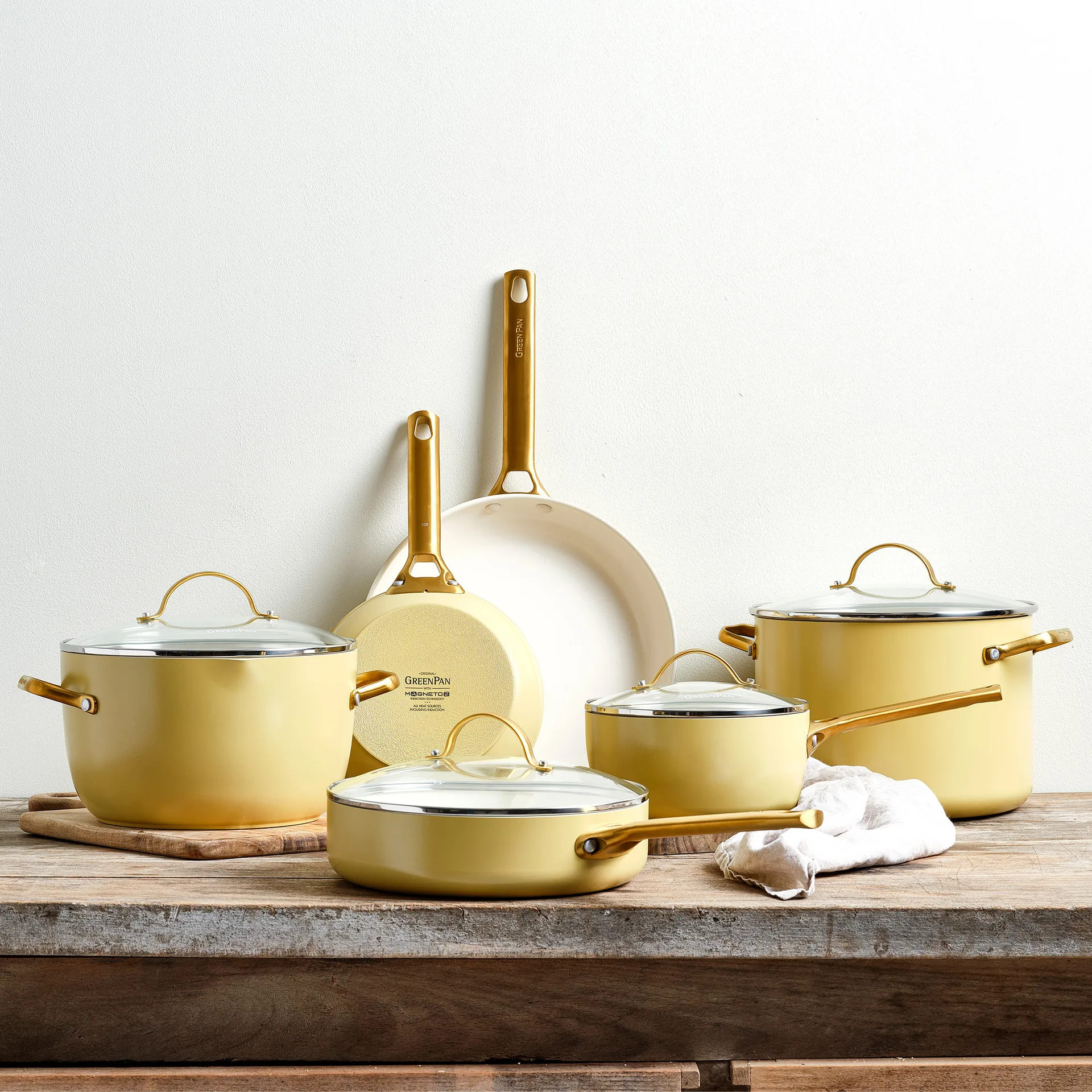 Padova Set aus Kasserolle und Bratpfanne 10 Teile, Sunshine yellow GreenPan