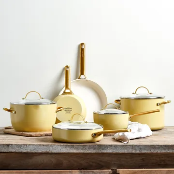 Padova Set aus Kasserolle und Bratpfanne 10 Teile - Sunshine yellow - GreenPan