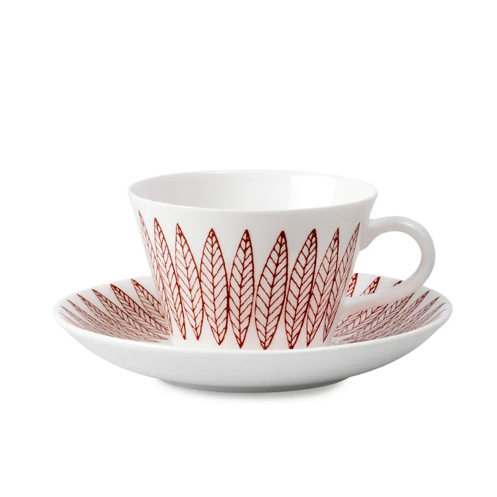 Röd Salix Kaffee-Set, Kegel - Kaffeetasse + Untersetzer - Gustafsbergs Porslinsfabrik