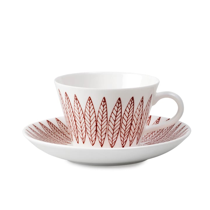 Röd Salix Kaffee-Set, Kegel, Kaffeetasse + Untersetzer Gustavsbergs Porslinsfabrik