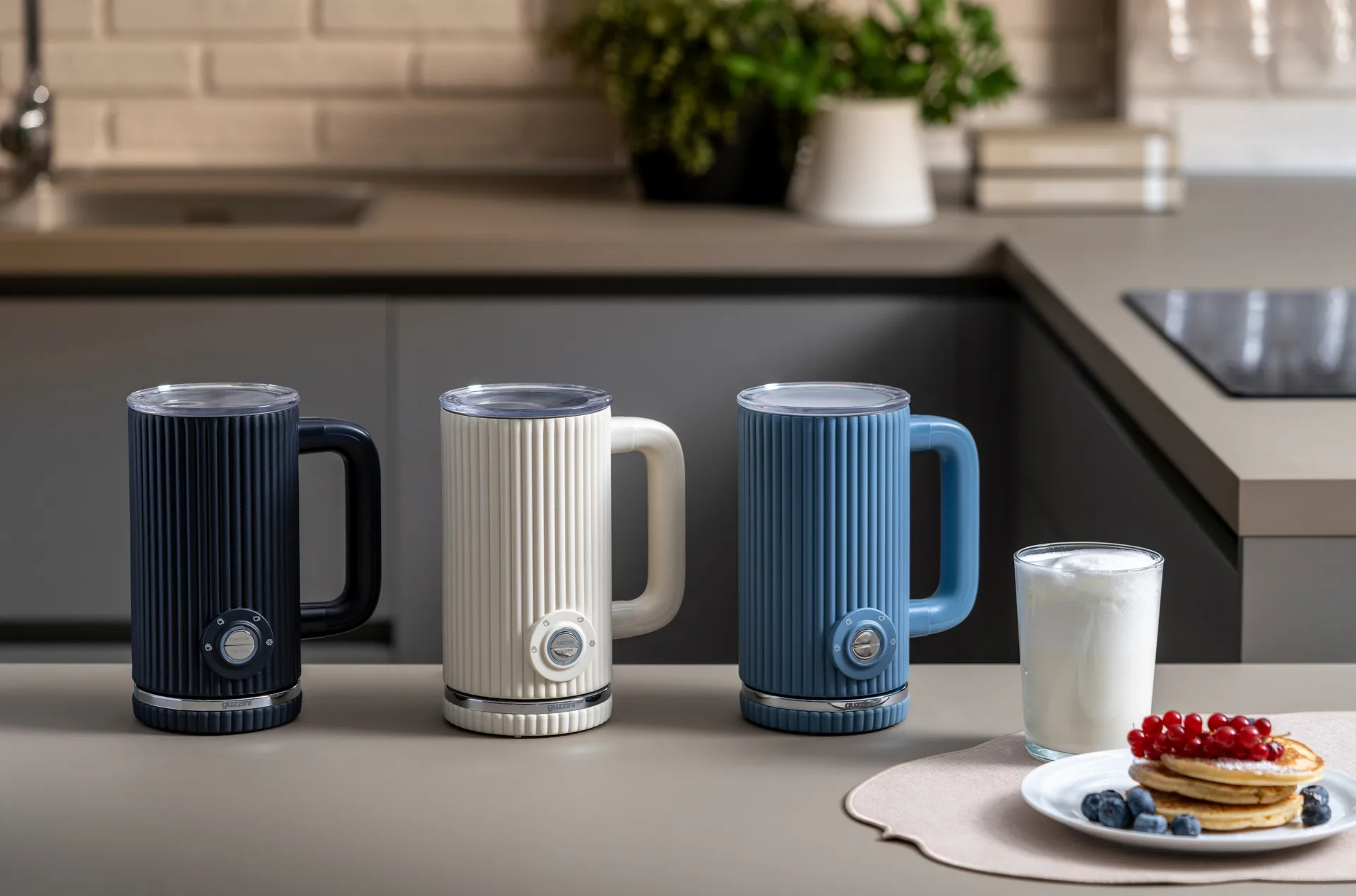 Sous chef Elektrischer Milchaufschäumer, Grey Guzzini