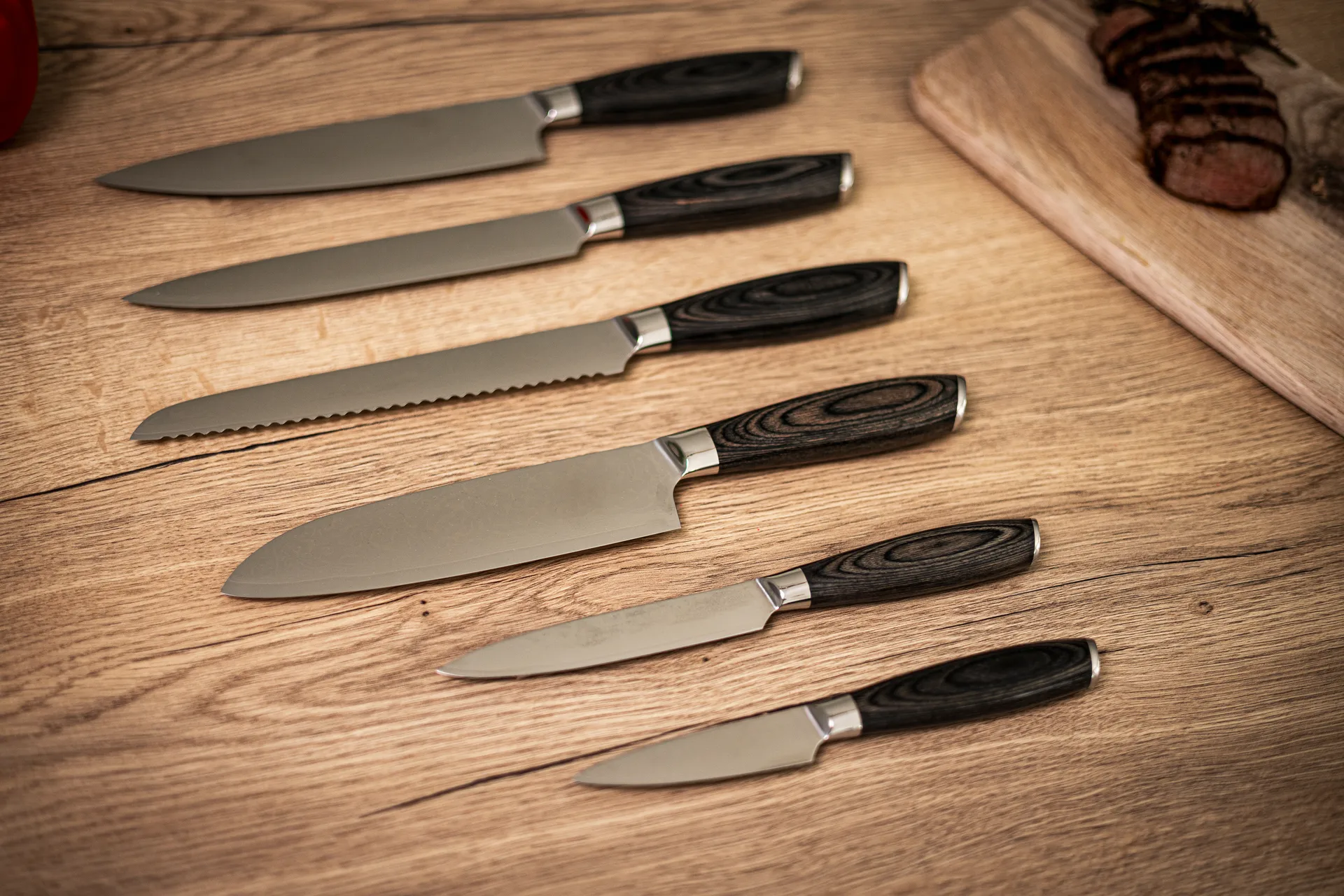 Damascus Messerset 6-teilig, Braun-Edelstahl Hâws