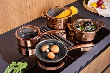 Hâws Santo Bratentopf mit Deckel Hybrid Coating 1,5 L - Rose Gold - Hâws