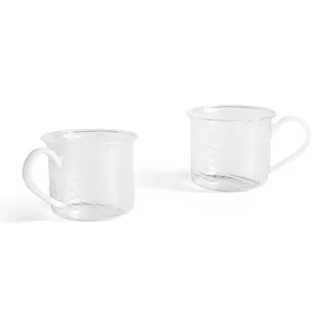 Borosilicate Tasse 2er Pack - White swirl - HAY
