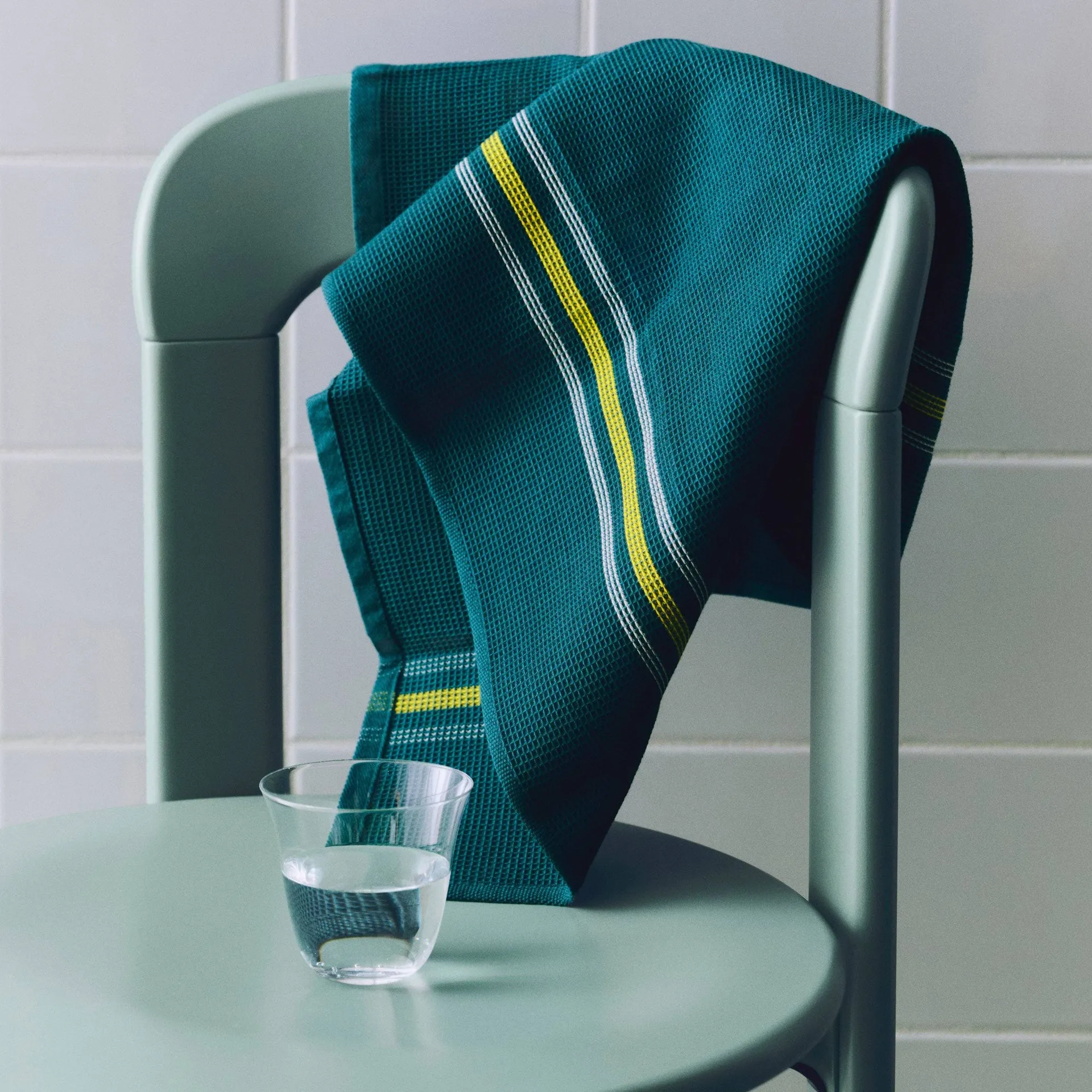 Canteen Küchenhandtuch 52 × 80 cm, Green-yellow block stripe HAY