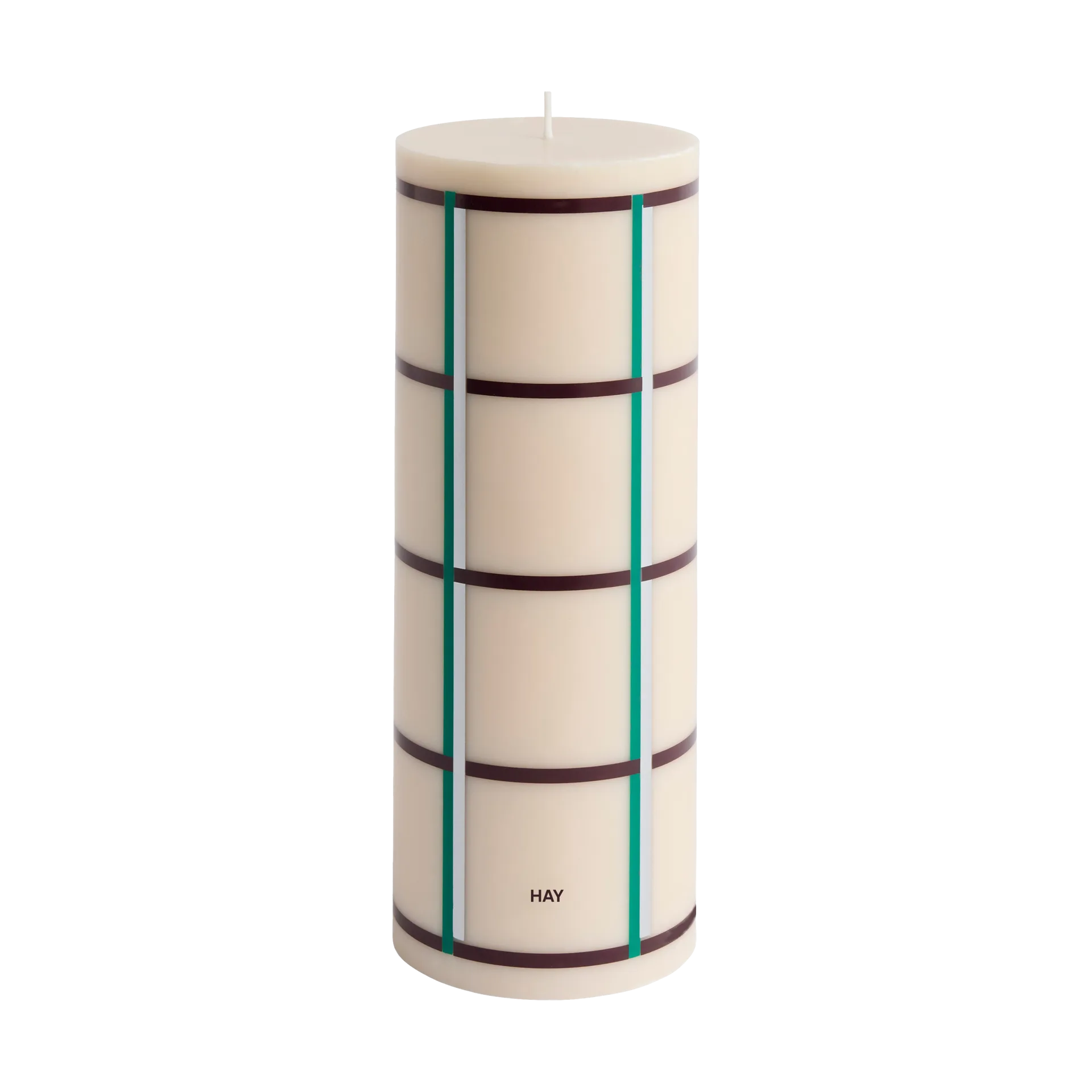 Column Candle Blockkerze large 25 cm, Off white-green bordeaux-silver HAY