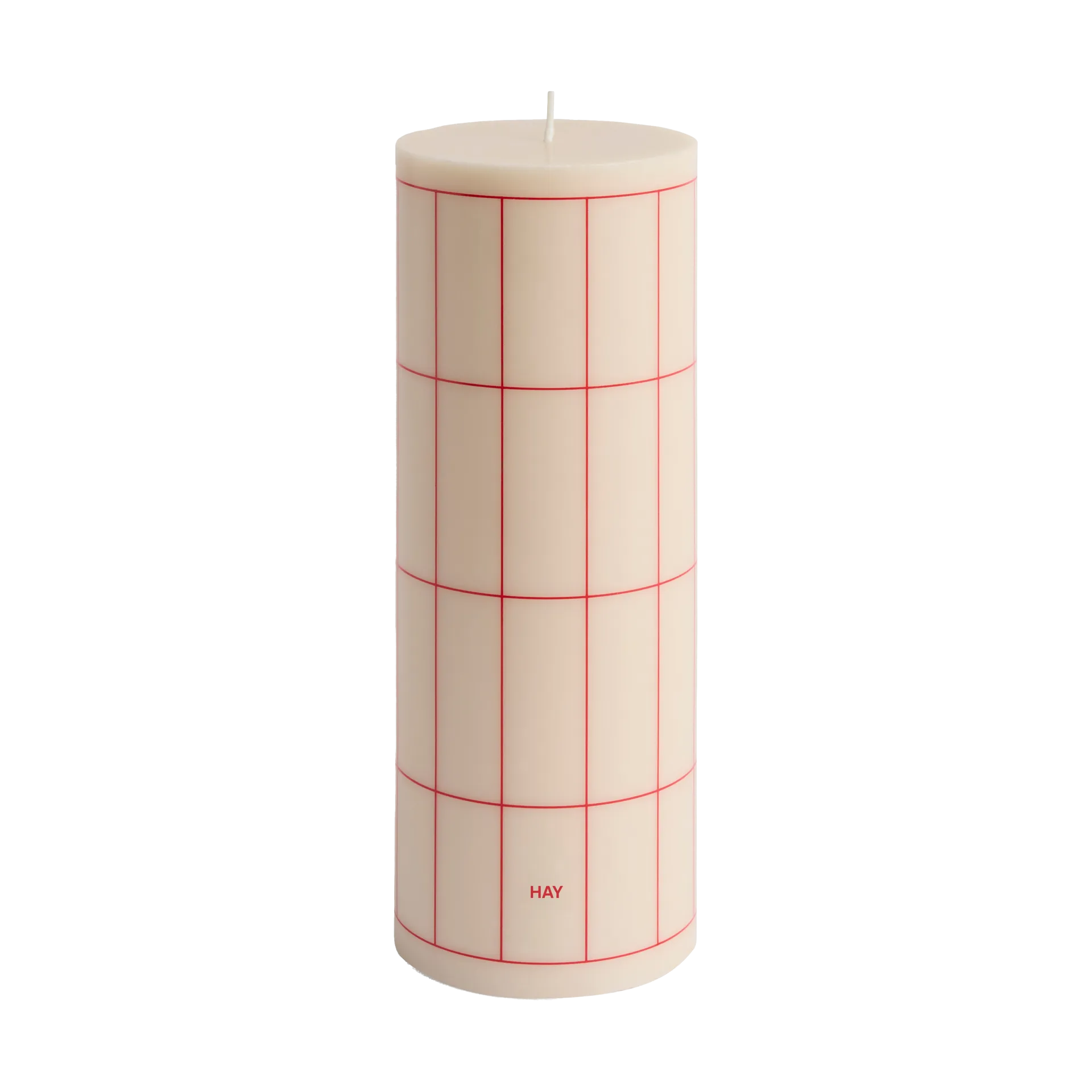 Column Candle Blockkerze large 25 cm, Off white-red grid check HAY