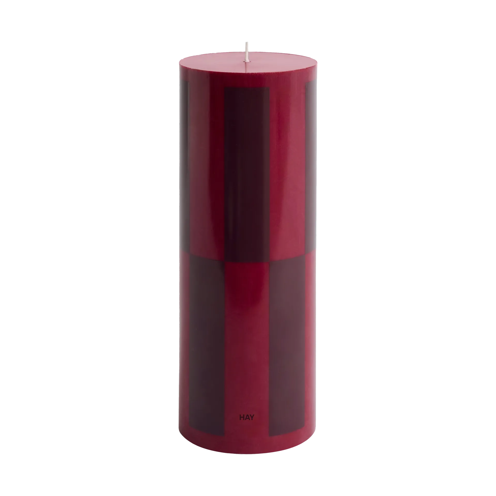 Column Candle Blockkerze large 25 cm, Wine-bordeaux large check HAY