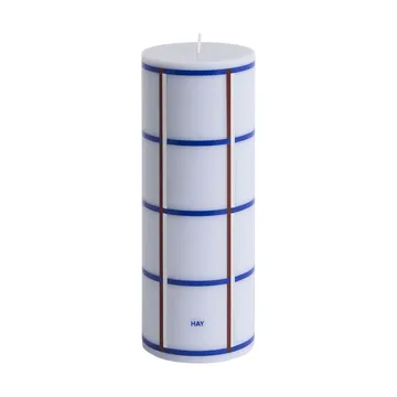 Column Candle Blockkerze medium 20 cm - Light blue, blue, bordeaux and silver - HAY