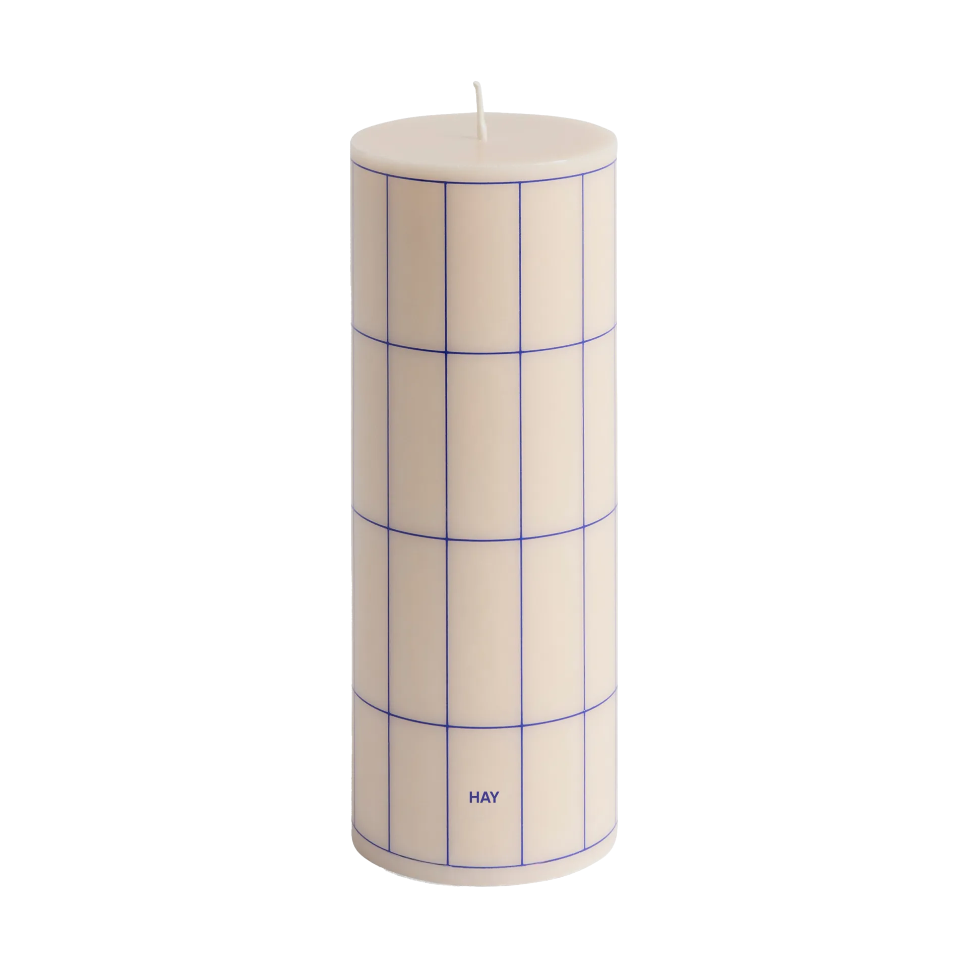 Column Candle Blockkerze medium 20cm, Off white-blue grid check HAY
