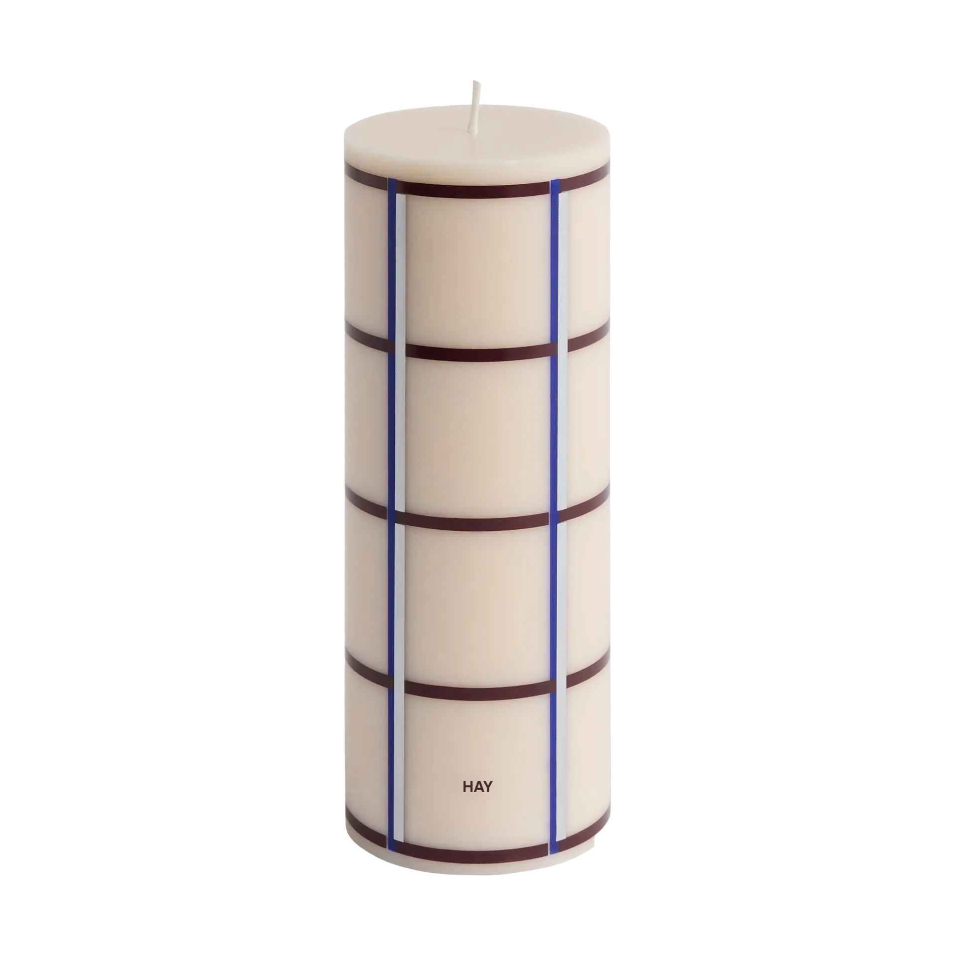 Column Candle Blockkerze medium 20cm, Off white-bordeaux-blue-silver HAY
