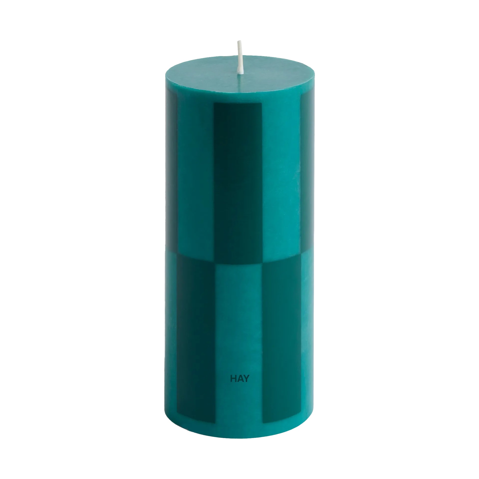 Column Candle Blockkerze small 15cm, Green-dark green large check HAY