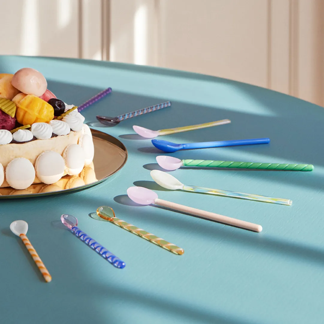 Flat Glaslöffel 2er Pack, Light pink-white HAY