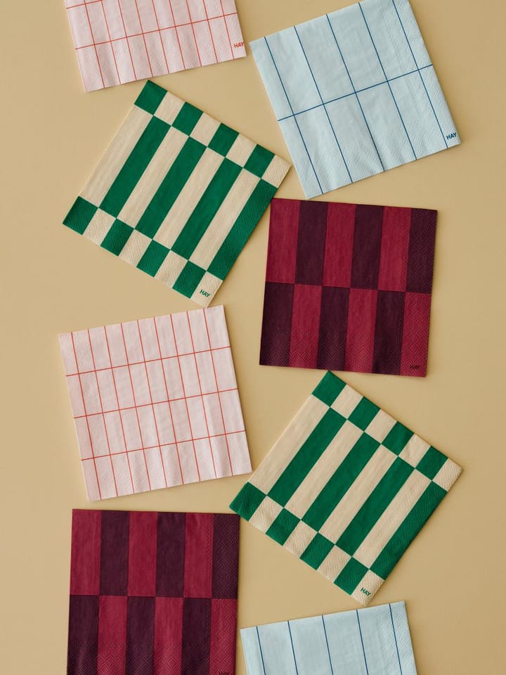 Pattern Dinner Serviette 40x40 cm 20er-Pack, Light pink-red grid HAY