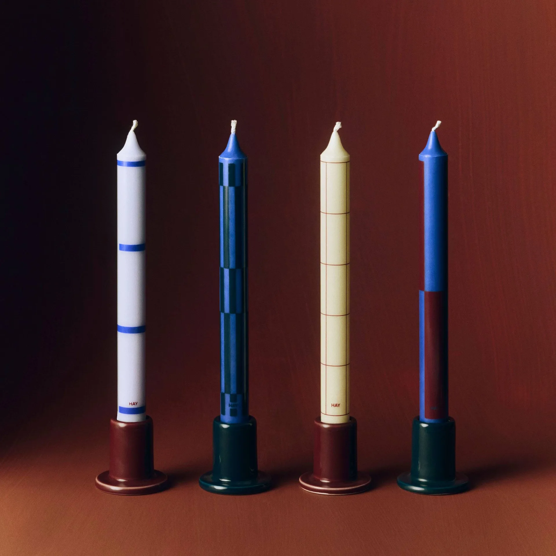 Pattern Kerzen Mix 4er-Pack, Blue-silver HAY