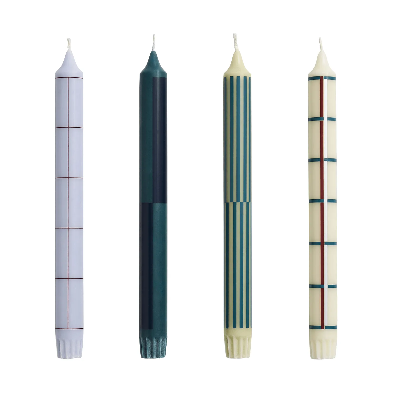Pattern Kerzen Mix 4er-Pack, Green-silver HAY