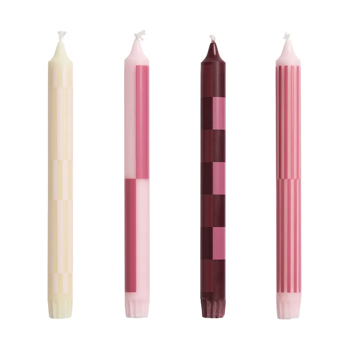 Pattern Kerzen Mix 4er-Pack - Pink-bordeaux - HAY