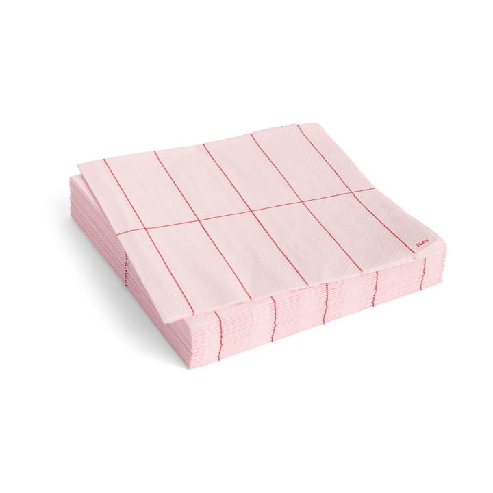 Pattern Lunchserviette 33x33 cm 20-Pack - Light pink-red grid - HAY