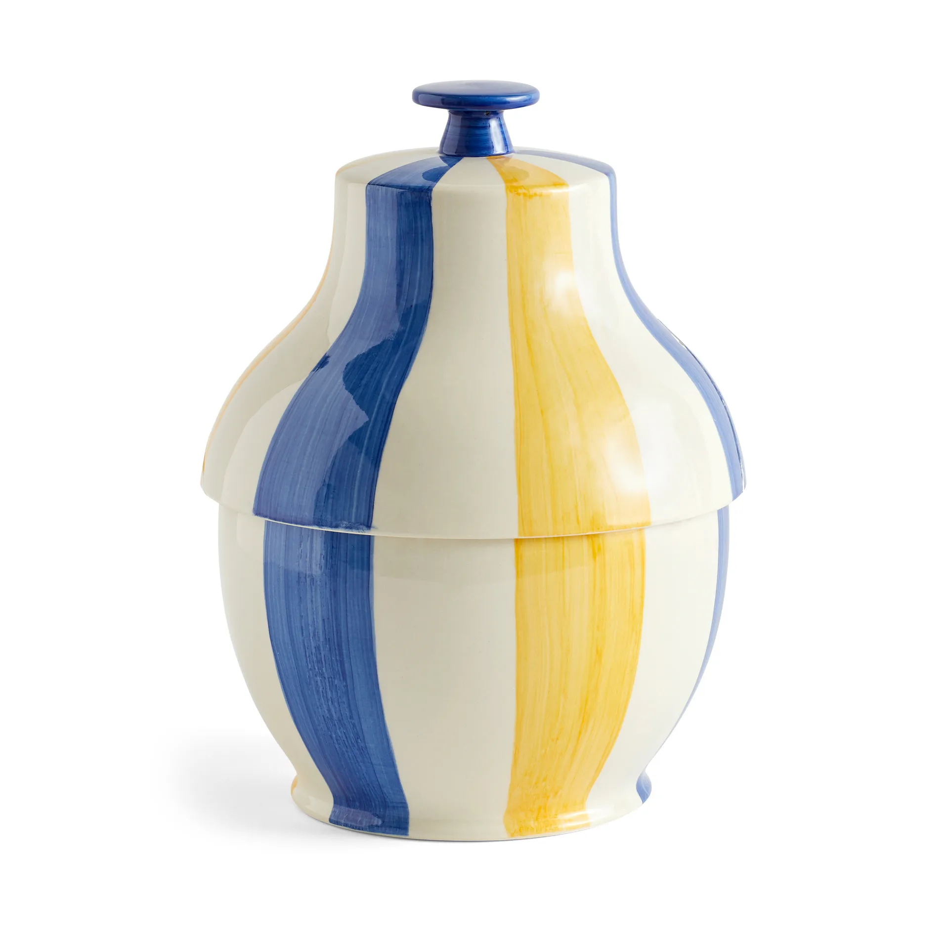 Sobremesa stripe Keksdose Ø19cm, Blue-yellow HAY