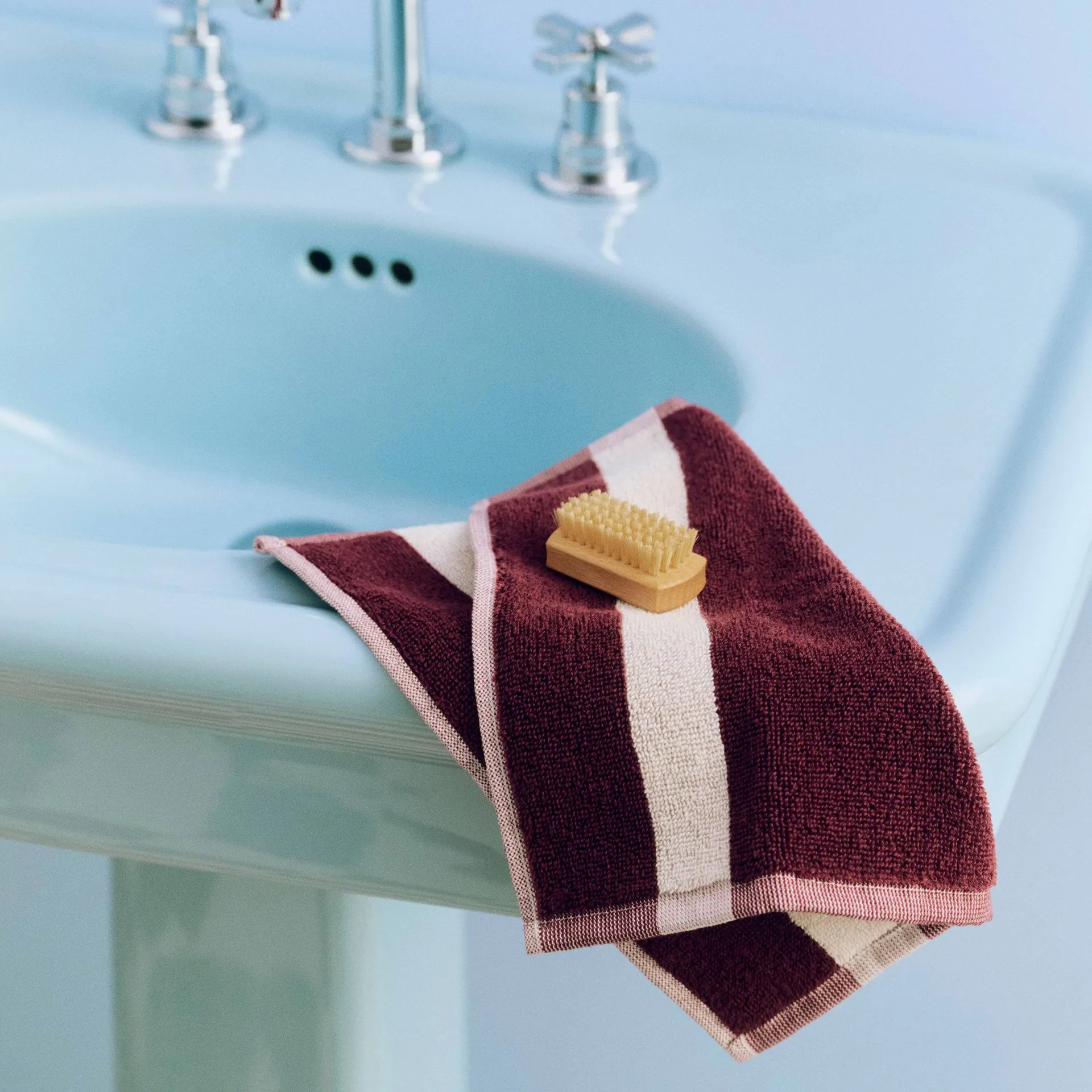 Stripe Handtuch, Burgundy, 30x30 cm HAY