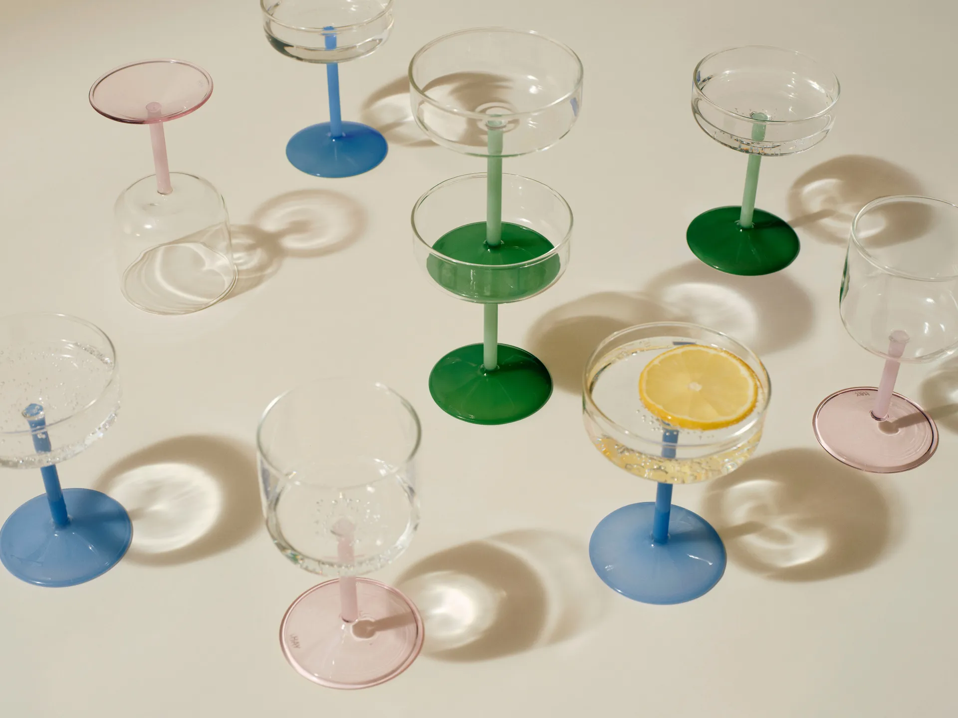 Tint coupeglas 20 cl 2er-Pack, Clear-jade light green-jade dark green HAY