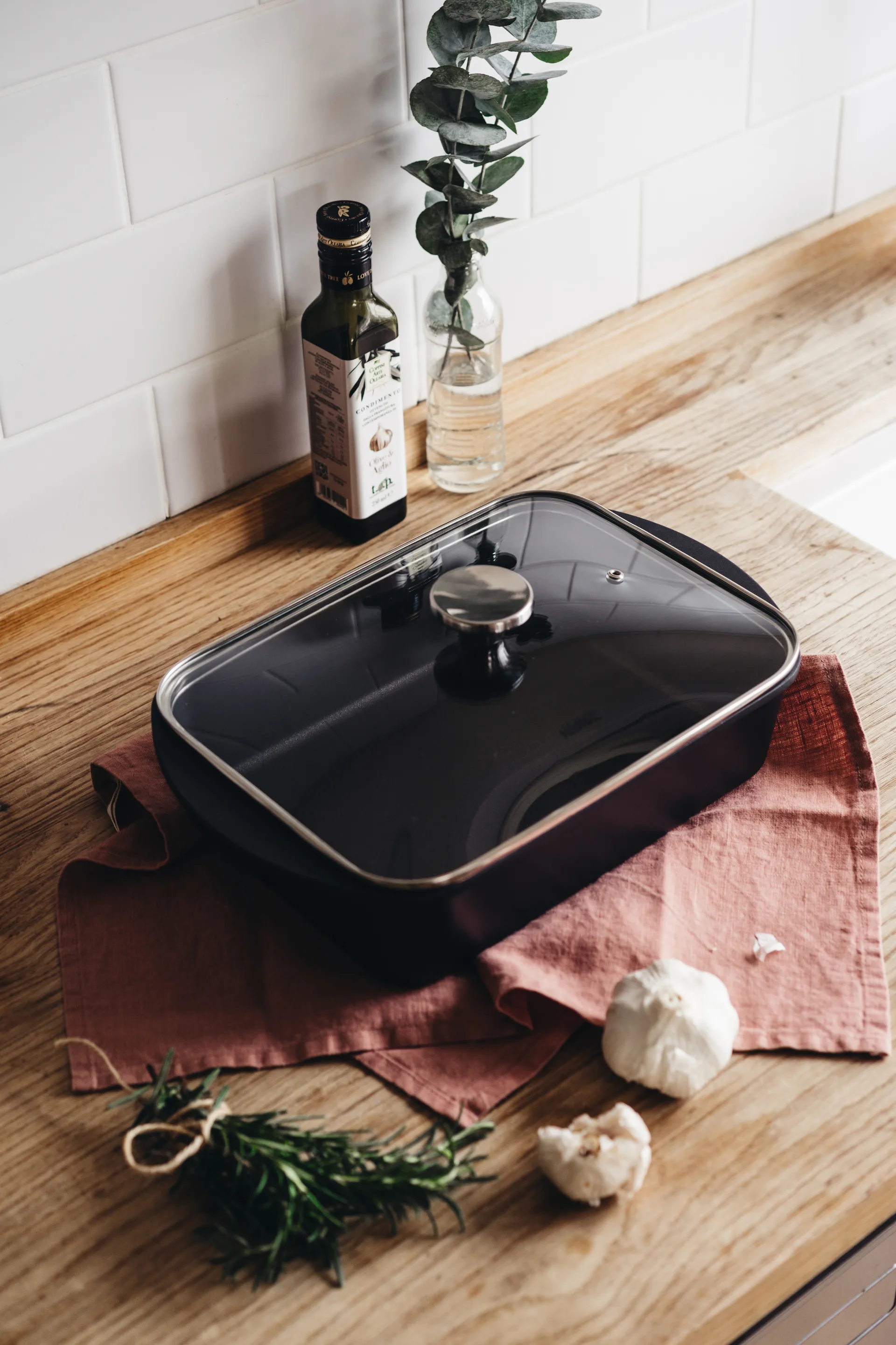 Heirol Auflaufform mit Induktionskochfeld und Deckel, 22 x 33cm Heirol