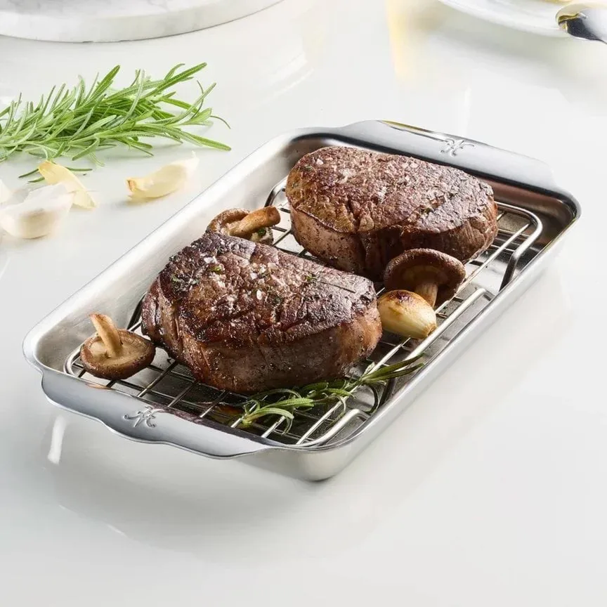 Hestan Ovenbond Backblech mit Abkühlgitter, Edelstahl, 16,8x28,8 cm Hestan