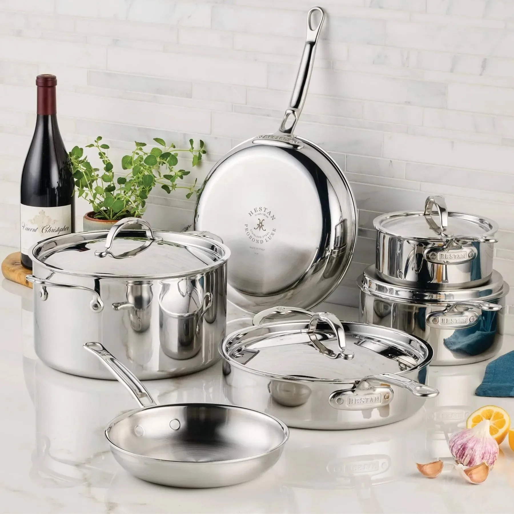 Hestan ProBond Luxe Topf- und Pfannenset, Rostfreier Stahl, 10 Teile Hestan