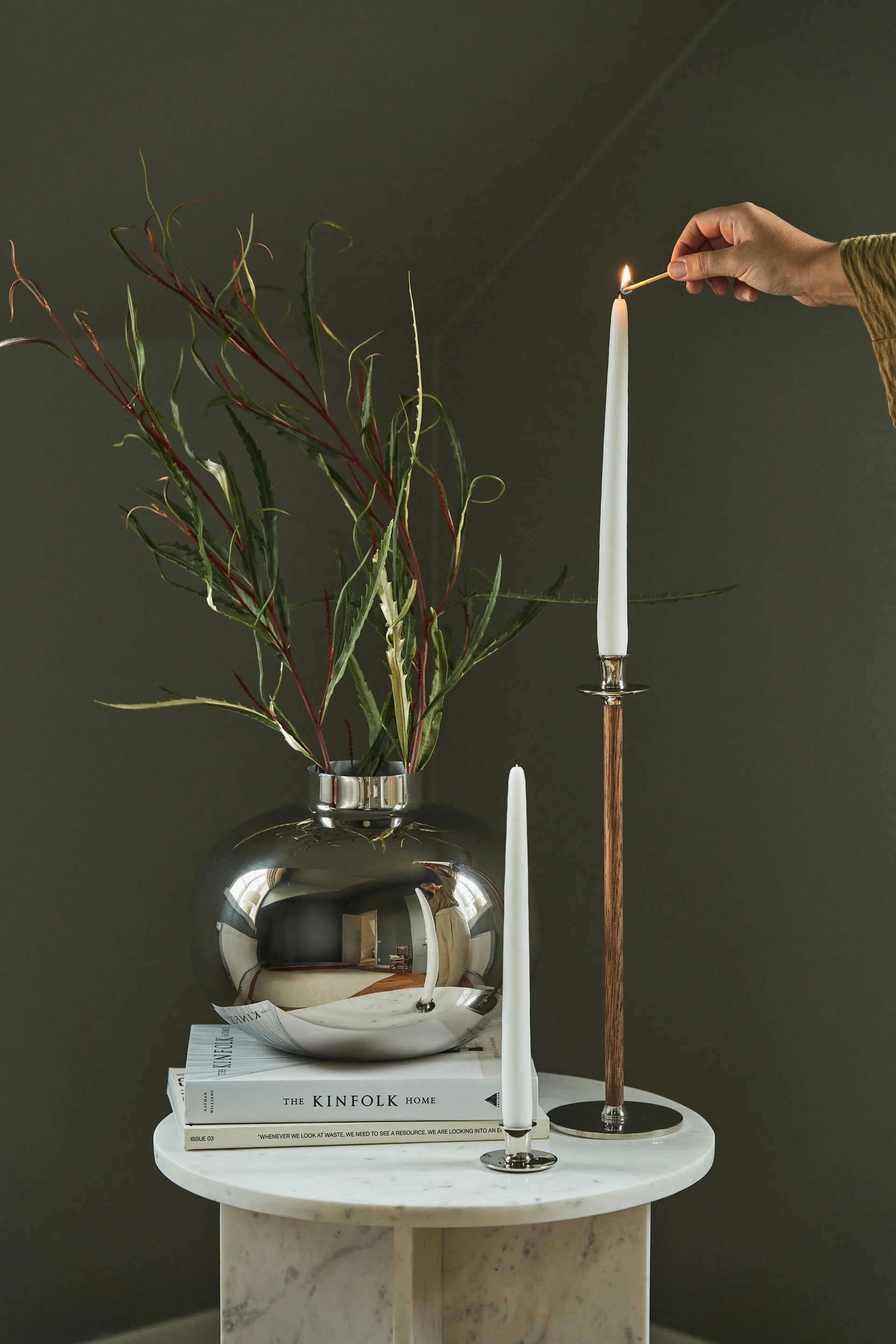 Amico Vase Ø29cm, Vernickeltes Messing Hilke Collection