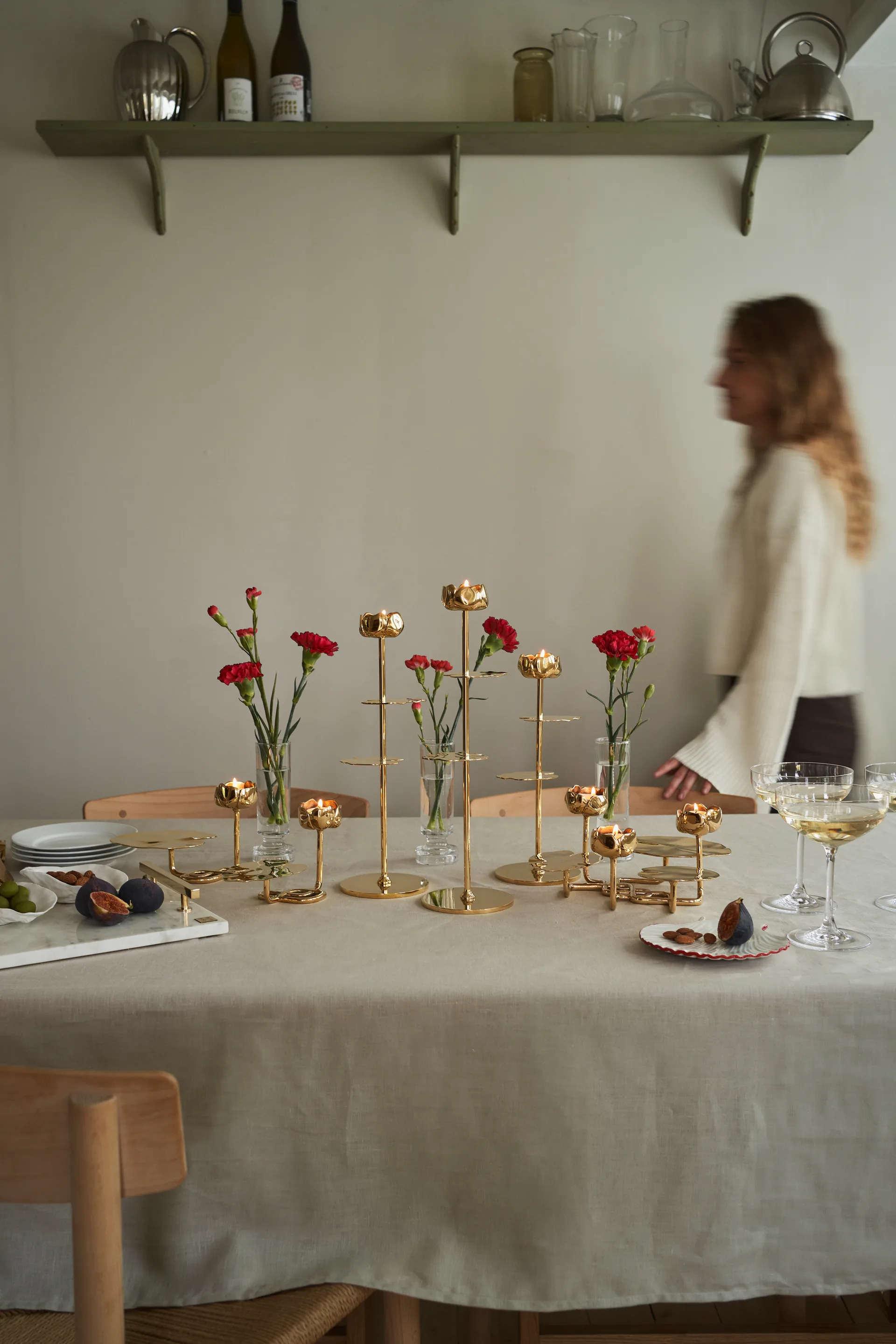 Ninfea Alta Kerzenhalter 30 cm, Messing Hilke Collection