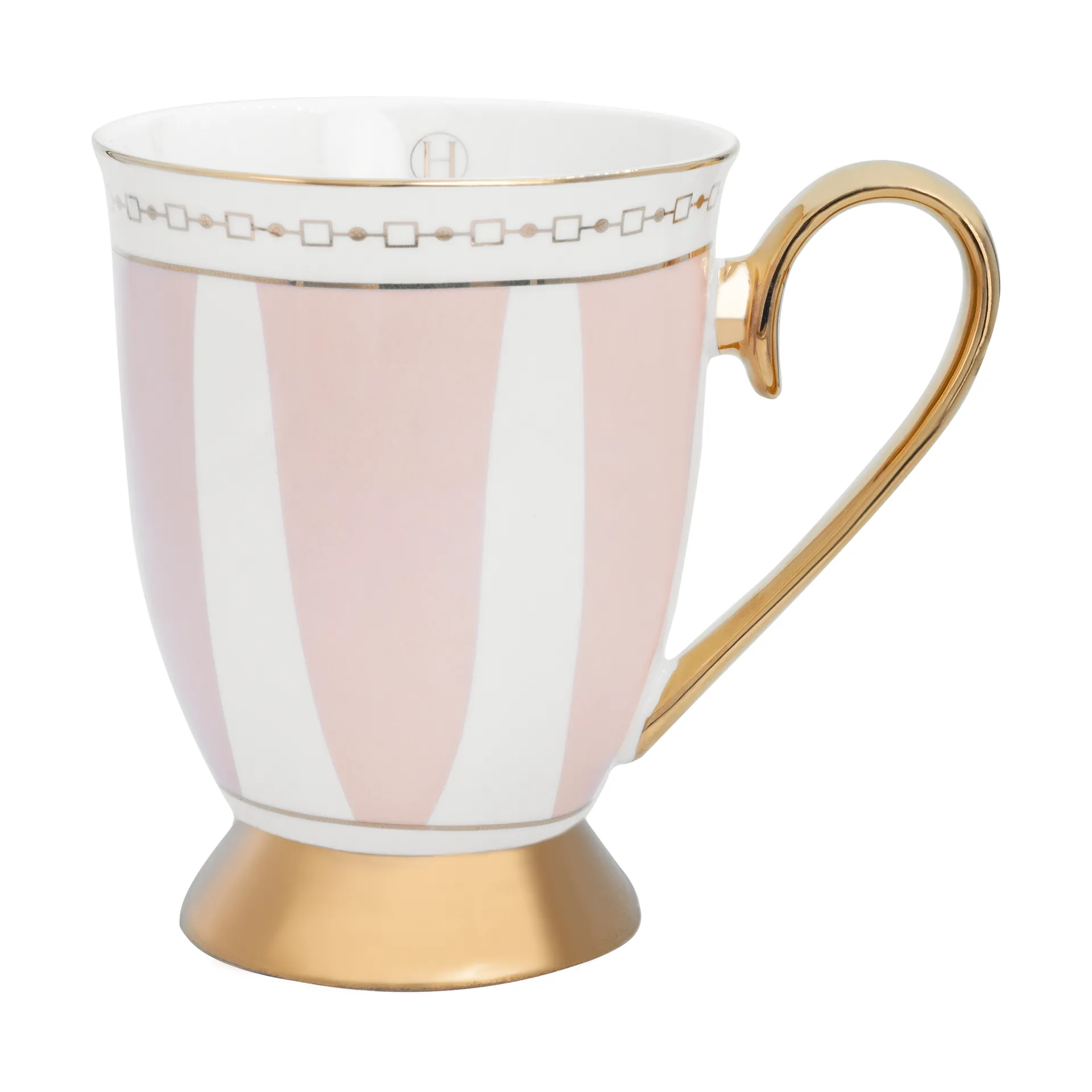 Strisce Rosa Tasse 28 cl, Rosa-Weiß-Gold Hilke Collection