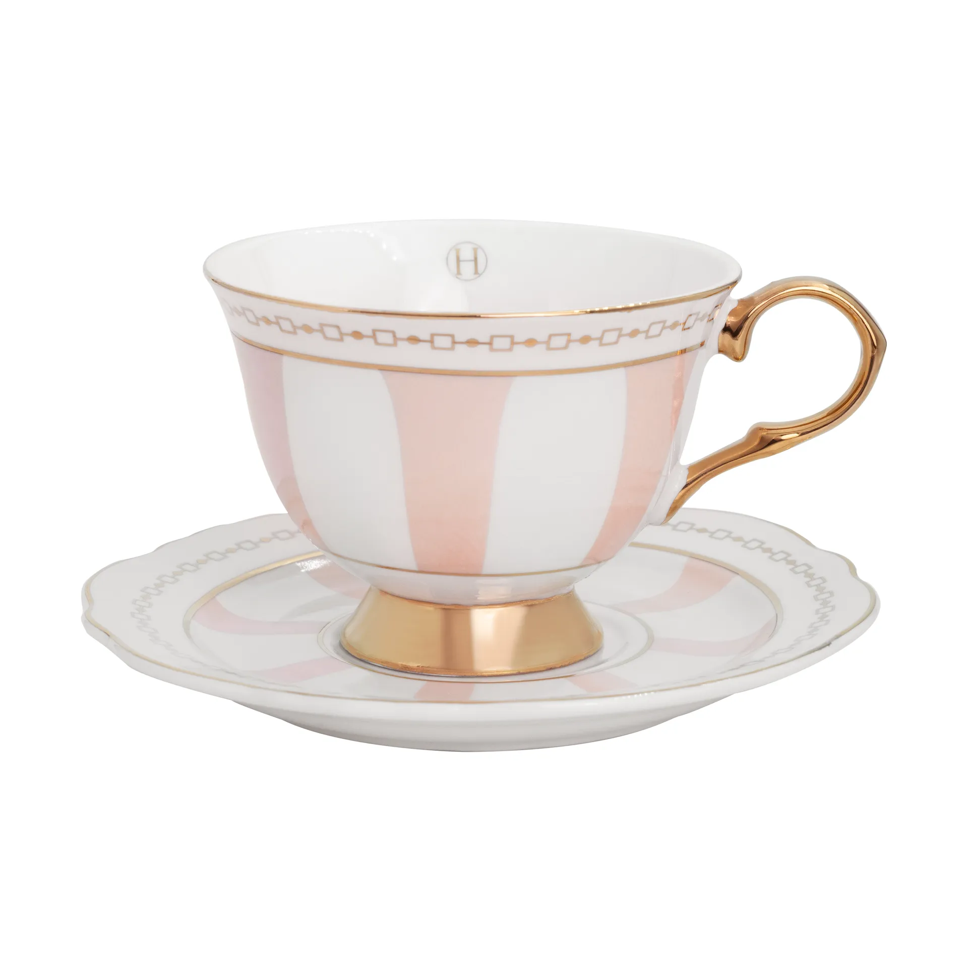 Strisce Rosa Tasse mit Untertasse, 22 cl Hilke Collection