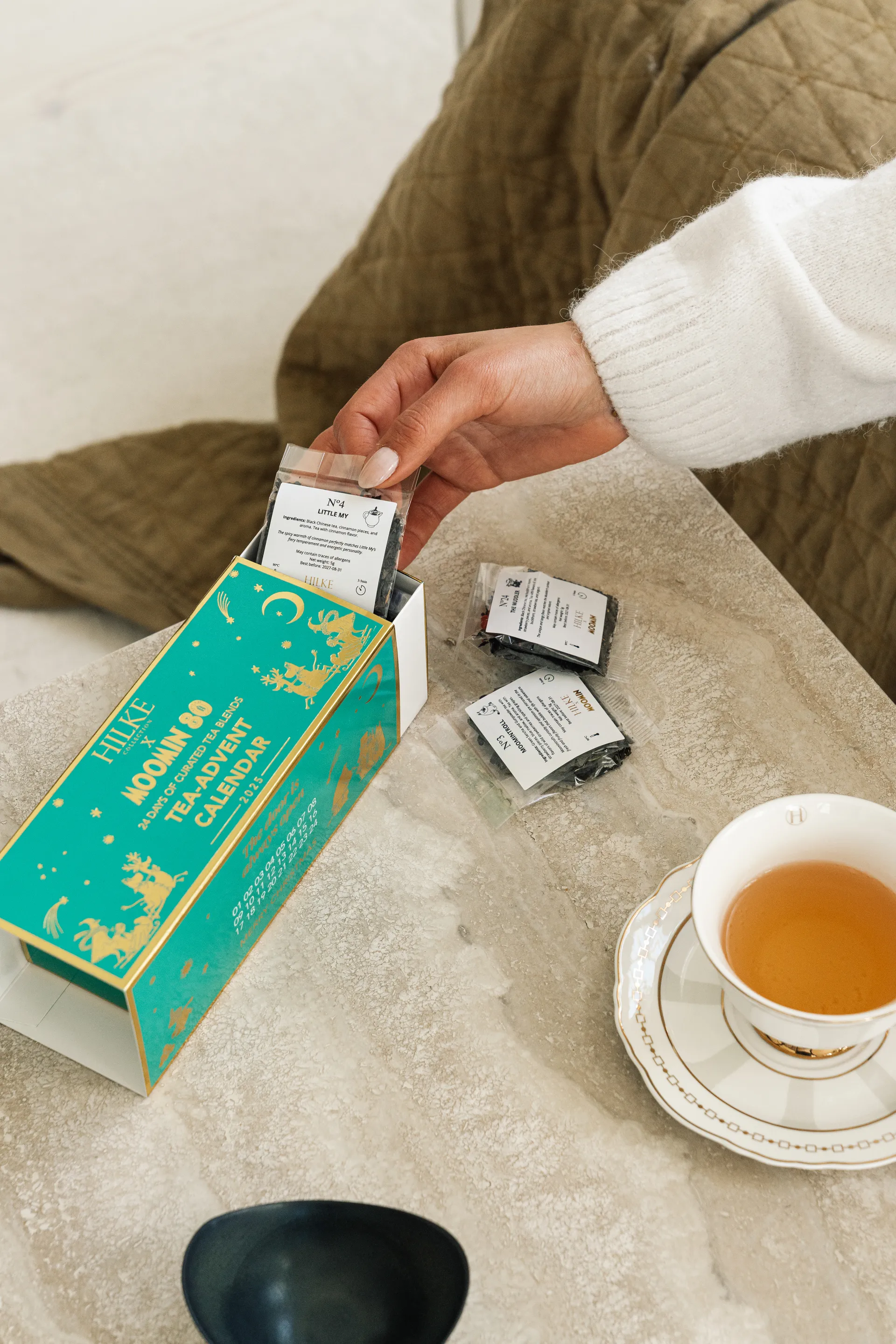 Strisce Tortora Tasse mit Untertasse, 22 cl Hilke Collection