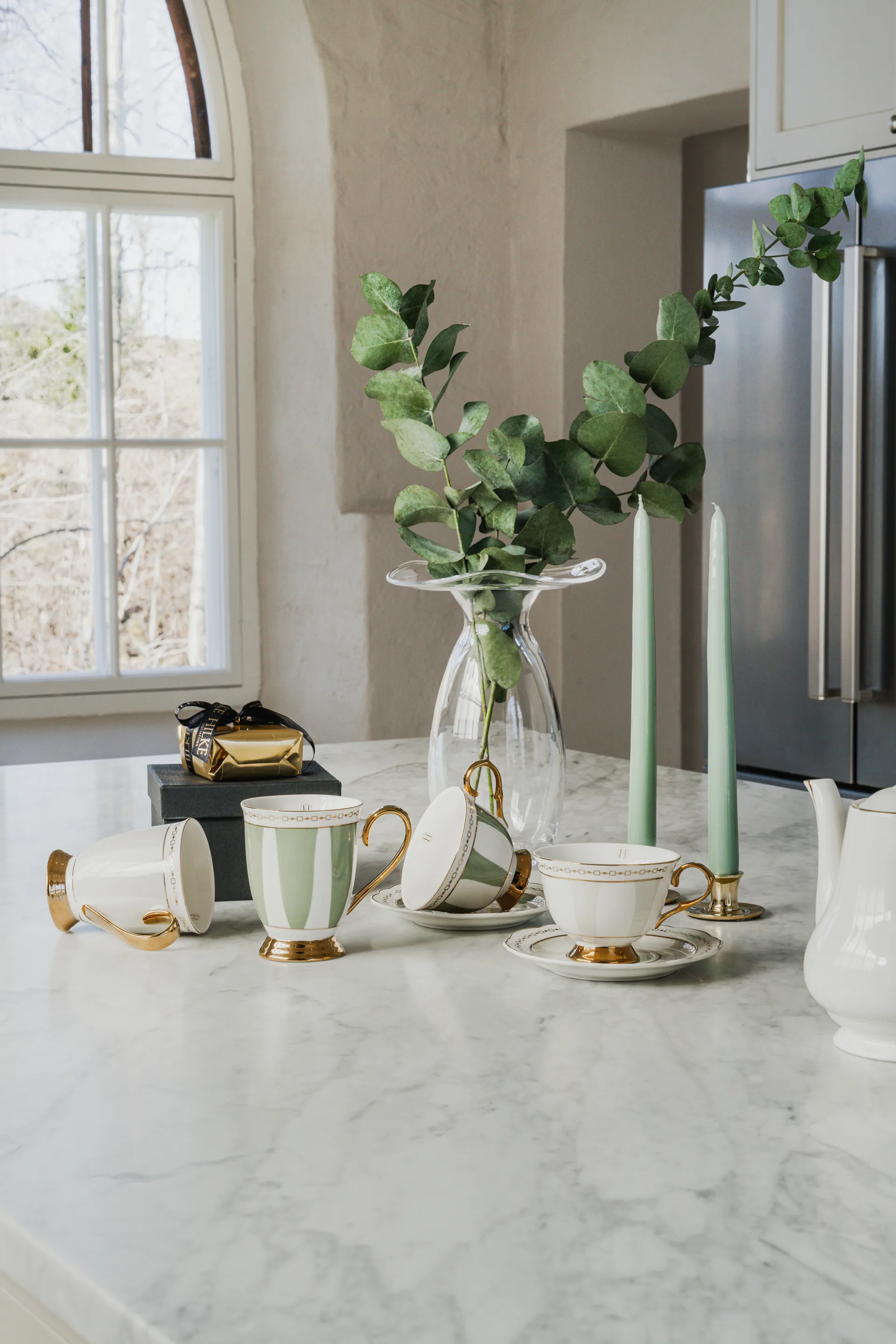 Strisce Tortora Tasse mit Untertasse, 22 cl Hilke Collection