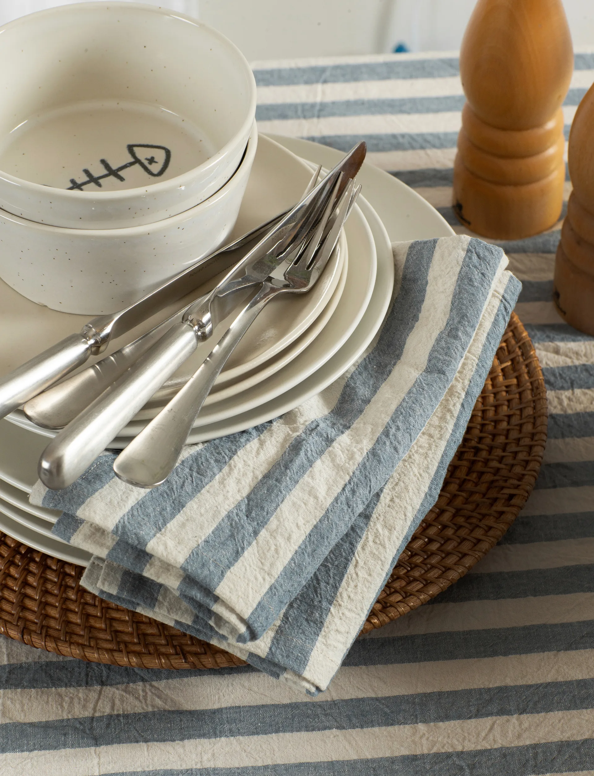 Riviera Stoffserviette 45x45 cm 4er-Pack, Azur Himla