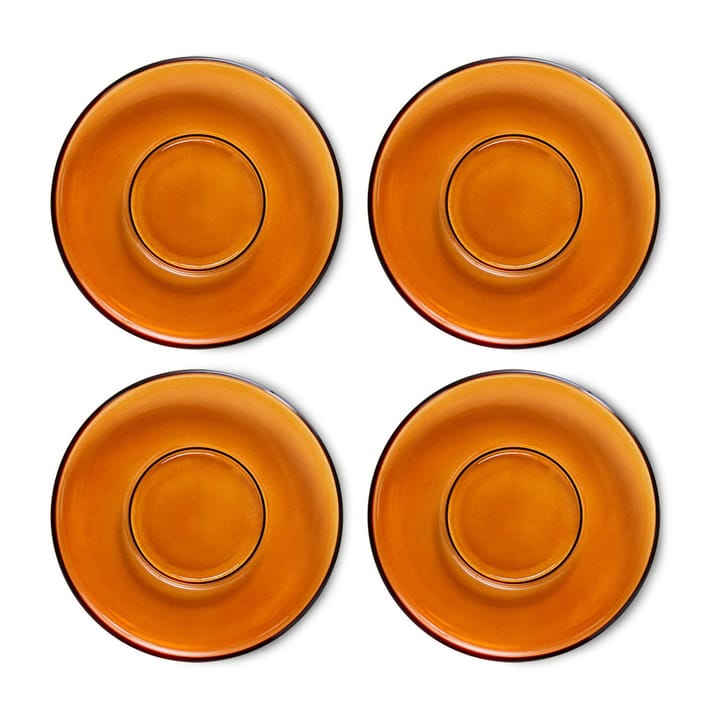 70's glassware Kaffeeteller Ø10,6cm 4er Pack, Amber brown HKliving