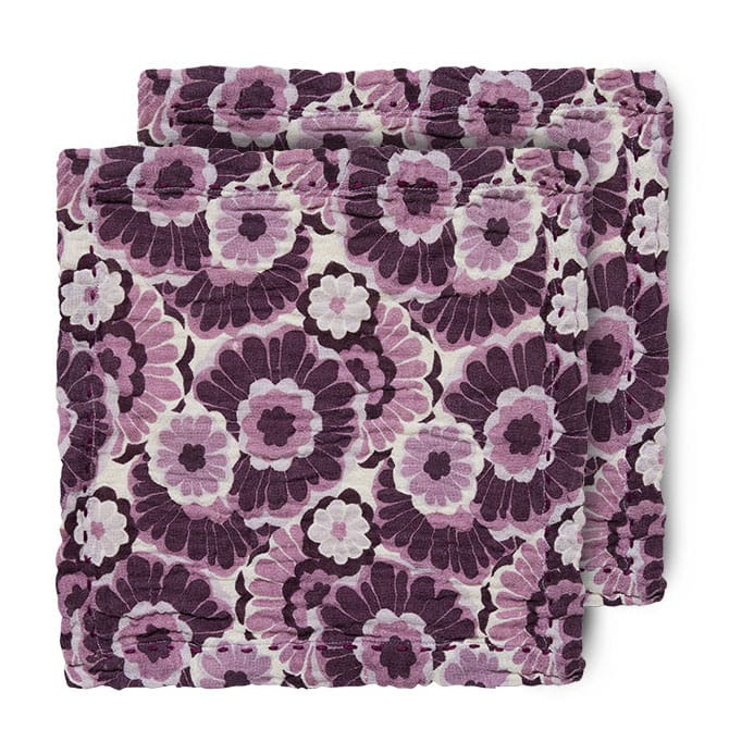 Floral Baumwollserviette 30 x 30cm 2er Pack - Burgundy - HKliving