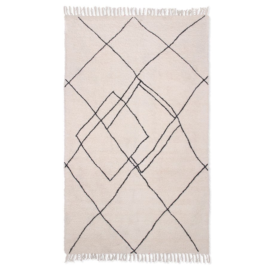 HKliving Handgewebter Teppich 150x240 cm Zickzack schwarz-weiß