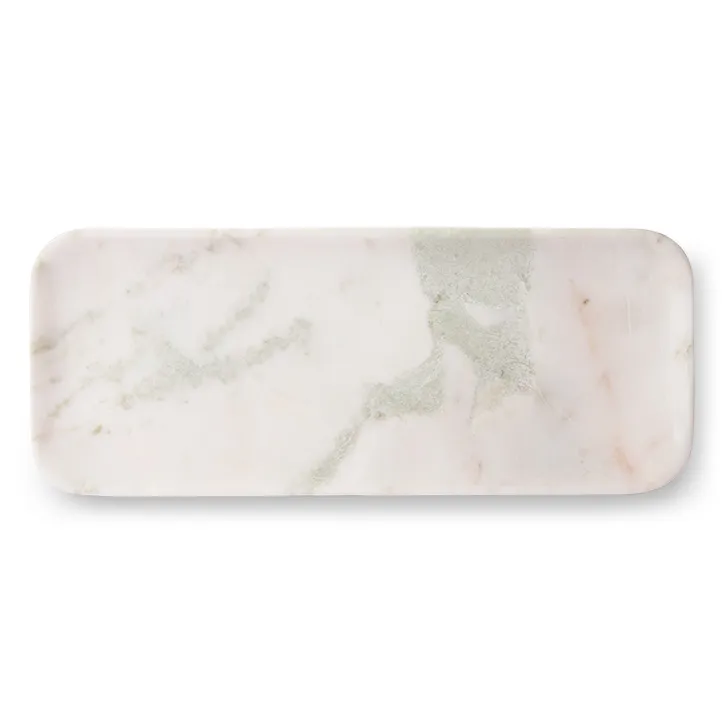 HKliving Marmor Tablett 30 x 12cm, Weiß-grün-rosa HKliving