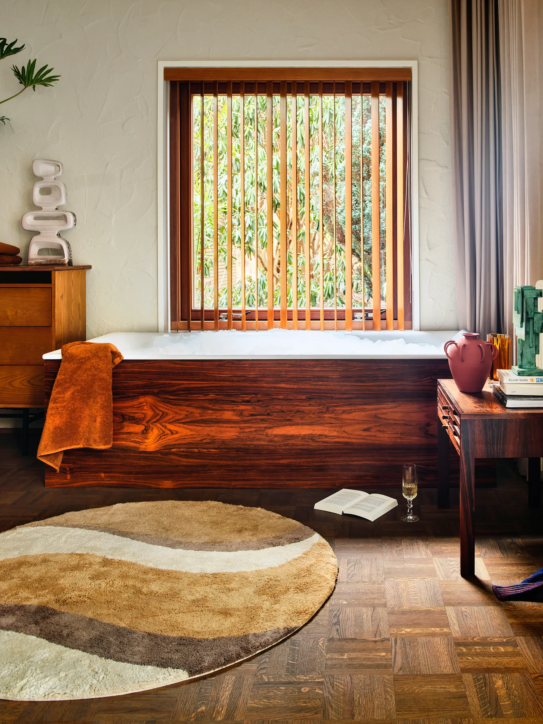 Natural waves Badezimmerteppich Ø120cm, Natural multicolours HKliving