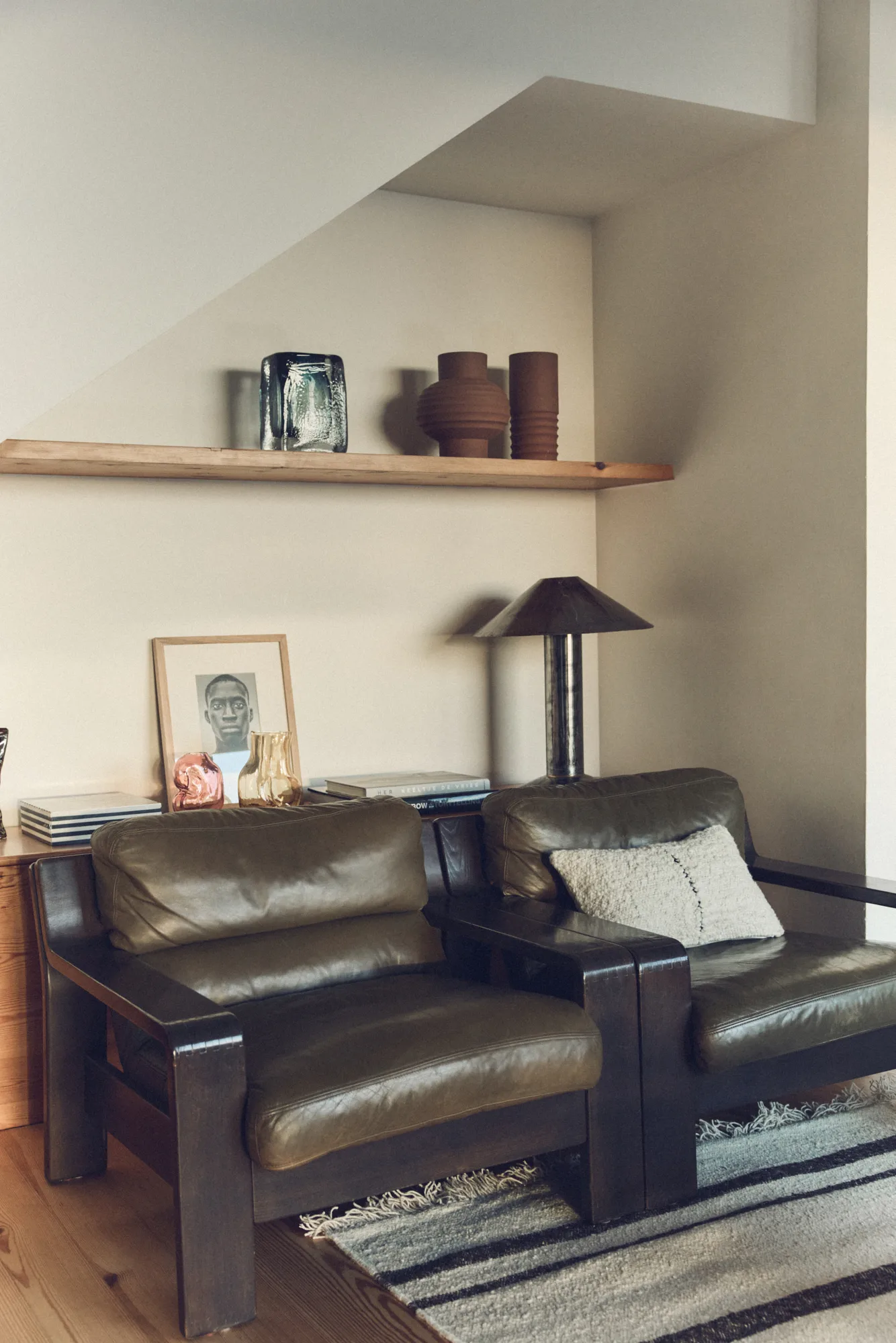 Natural wool striped Kissen 30x50 cm, White HKliving