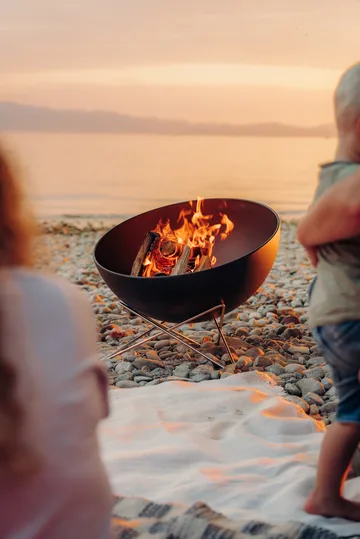 BOWL 57 Feuerstelle - Schwarz-Silber, Sternstativ - Höfats