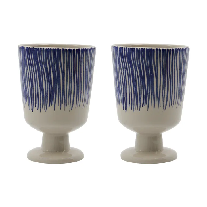 Diva Tasse auf Fuß 25 cl 2-teilig - Off white-Blau - House Doctor